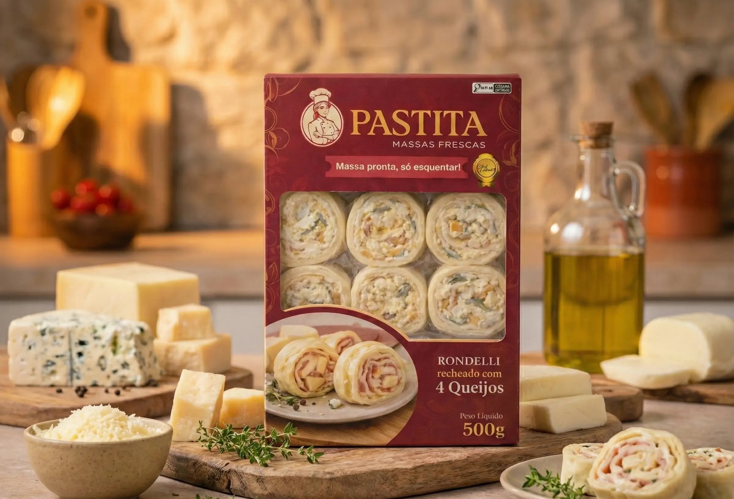 Rondelli quatro queijos Pastita